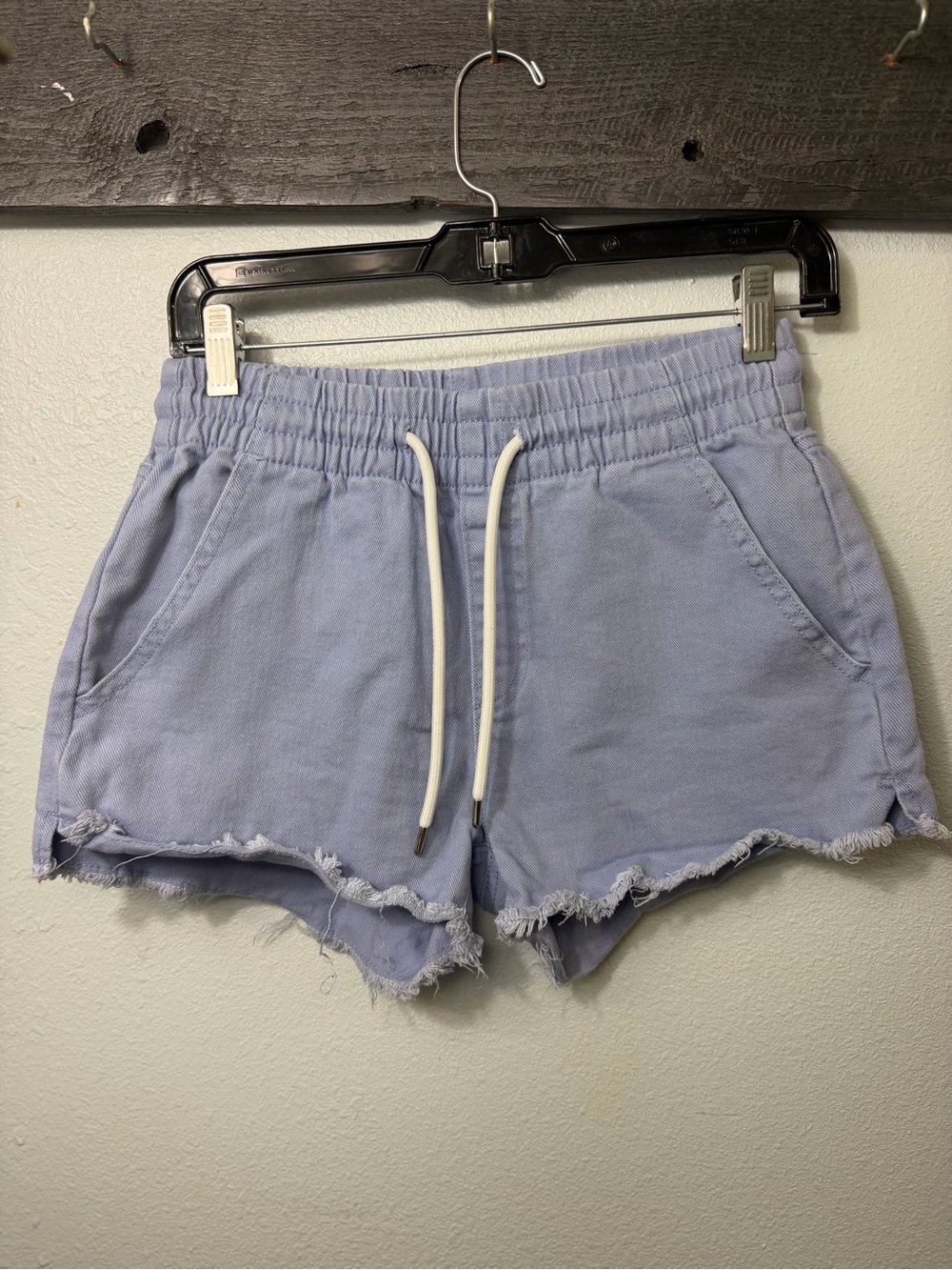 Celebrity Pink Soft Lavender Drawstring Frayed Hem Athletic Shorts